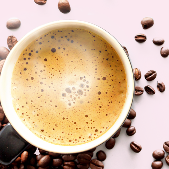 Coffee beans and drink banner